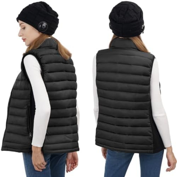 Обогріваючий жилет Daen з акумулятором 10000 mAh, 3 рівня температури та 4 зони нагріву, для активного відпочинку та мотоспорту (XXL, Чорний)