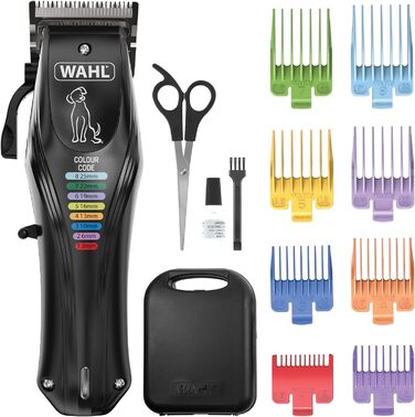 Машинка для стрижки собак WAHL Color Pro: бездротова, акумуляторна, з кодованими гребінцями, тиха, чорна