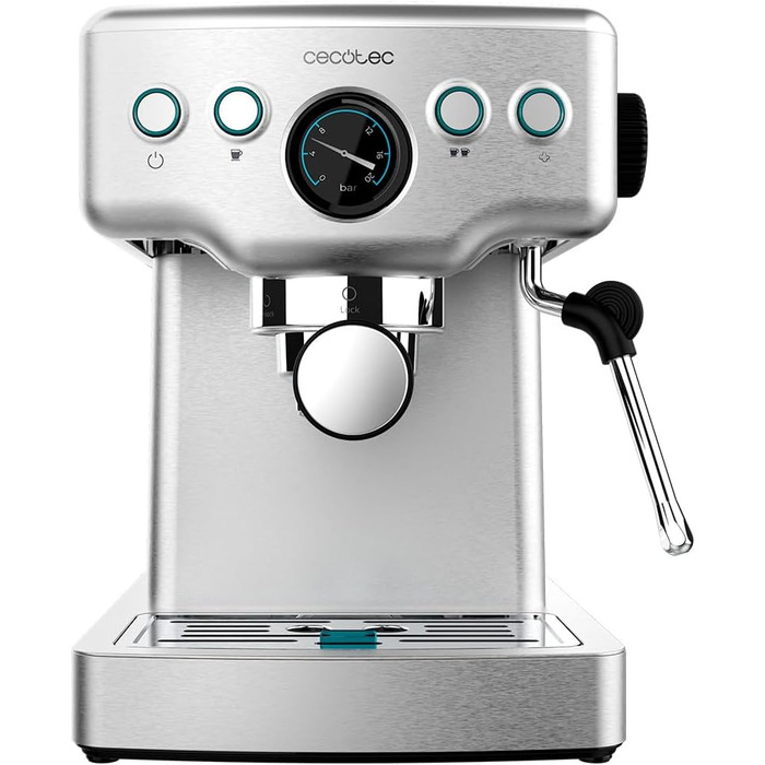 Cecotec Barista Power Espresso Machine, 20 Barista Mini, 1465 W, 20 Bar, Manometer and Thermoblock, Swivel Steam Wand and Dual Outlet Arm, 1.8 Liter Capacity