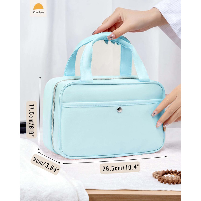 Жіночий дорожній косметичний набір для підвішування – водонепроникний, з прозорим вікном, легкий, для косметики, шампуню, рожевий, середній (26x17x9 см)