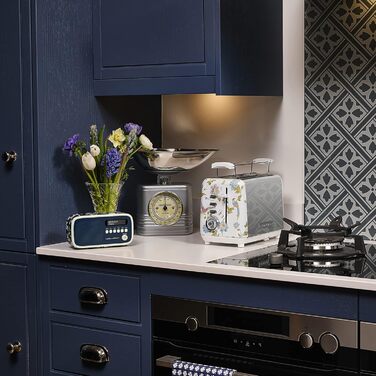 Тостер VQ Laura Ashley з 4-ма тостами, регулюванням нагріву, функціями розморожування та підігріву - модель Elveden White