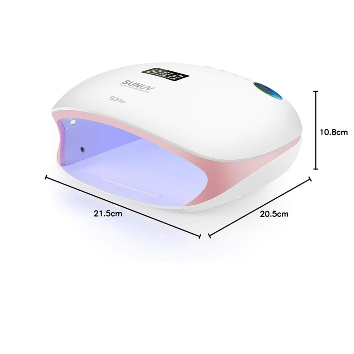 SUNUV LED лампа для гелевих нігтів - швидкий сушар з таймером, LCD-дисплеєм та інфрачервоним сенсором (рожевий)