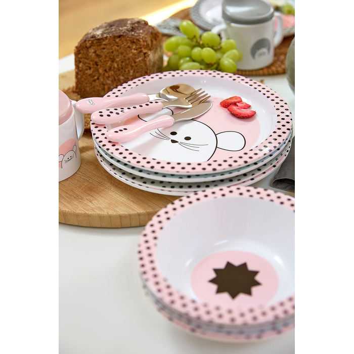 Набір дитячого посуду LÄSSIG 3 шт. (ложка, виделка, ніж) з нержавіючої сталі та пластикової ручки (Мишенята Little Chums)