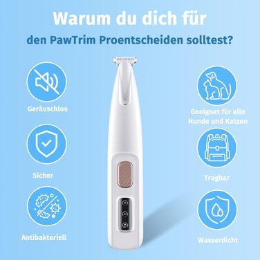 Триммер для собак Paw Trim Pro: безшумна обрізка подушечок лап з LED-підсвічуванням