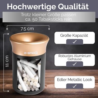 Електронна попільничка e-smoQ з кришкою для IQOS 3/3 DUO, аксесуар для авто, офісу, дому та вулиці, чорна/золота