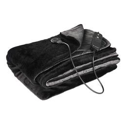 Електрична ковдра Navaris XXL з автовимкненням - тепла ковдра 180x130 см, чорно-сіра, пральна, 180х130 см