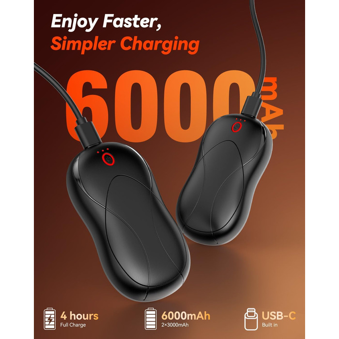 Електричні грілки для рук PHEJIE, 2 шт., 3 режими нагріву, портативні, для активного відпочинку, кемпінгу, гольфу, подарунок для жінок та чоловіків, чорний