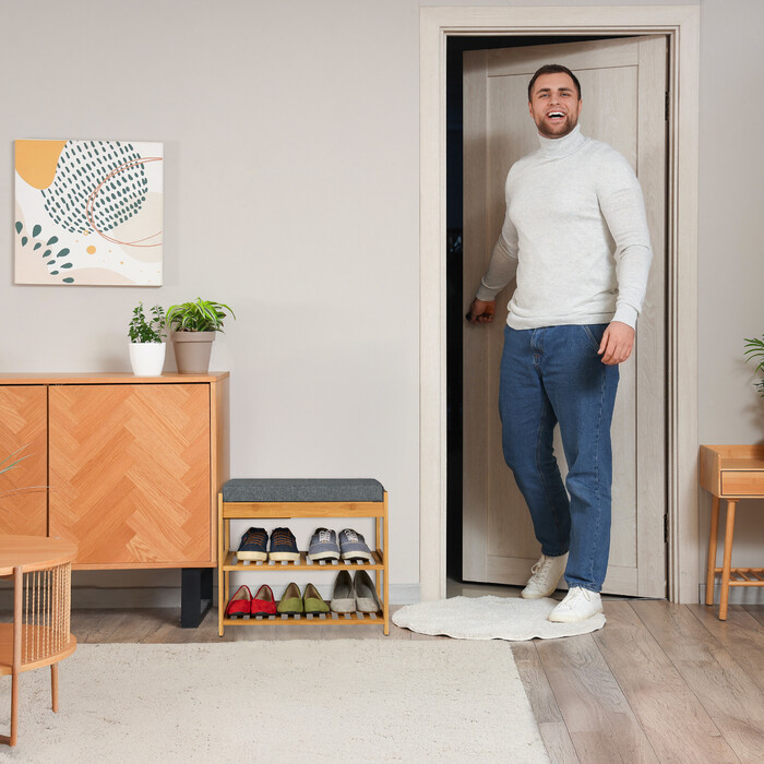 Relaxdays Shoe Rack with Cushion and Drawer
