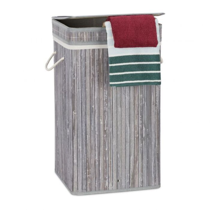 Relaxdays Folding Laundry Basket Bamboo