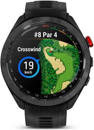 Смарт-годинник Garmin Approach S70 з силіконовим ремінцем, чорний (47 мм)