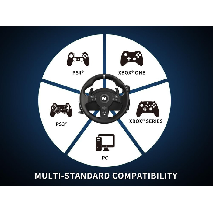 NITHO Drive Pro V200 - Руль для гонок з педалями та перемикачем передач, для PC, PS4, Xbox, 270° з вібрацією, сумісний з симуляторами