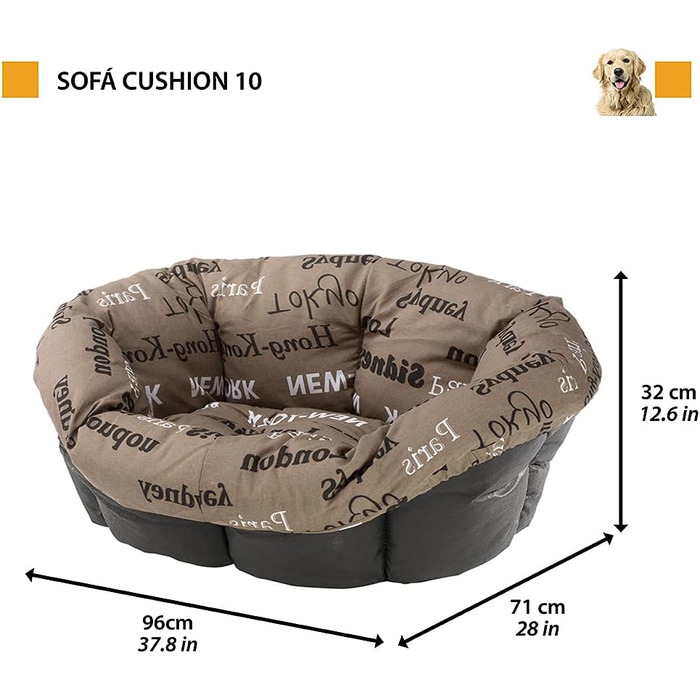 Килимок для собак та котів Ferplast SOFA 'CUSHION' - м'яке ліжко для домашніх тварин, сірий, 85 x 62 x 28,5 см
