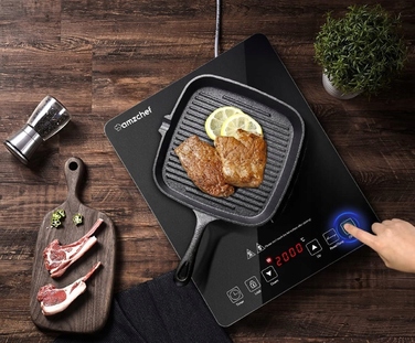 Портативна індукційна плита Amzchef SK-20CB16T 2000Вт, чорна