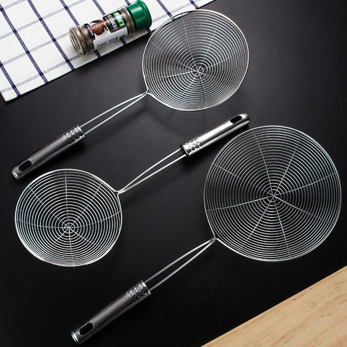 Набір з 3 шт. шумівки з нержавіючої сталі, фільтр для бульбашок та жиру, кухонне сито з нержавіючої сталі, 3 розміри