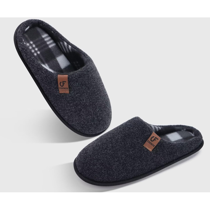 Чоловічі домашні тапочки COFACE з фетру, теплі та зручні, з антиковзною гумовою підошвою, для дому та вулиці, розмір 40-49, чорний, 46 EU