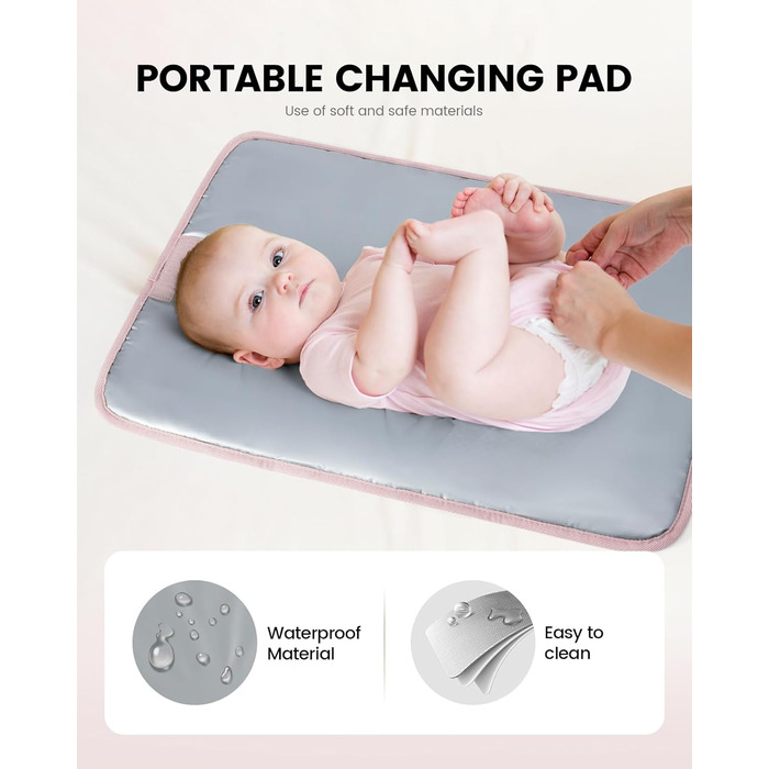 LOVEVOOK Рюкзак-переноска для мами та тата з пеленальною підкладкою, сумка для підгузків, рюкзак для візка, велика сумка для дитини, клінічна сумка, сумка для пологового будинку, для новонароджених (M, світло-рожевий)