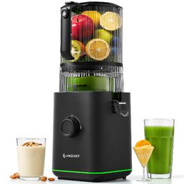 Центрифужна соковижималка AMZCHEF 600W з широким завантажувальним отвором 155 мм для цілих овочів та фруктів, чорна