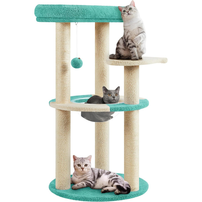 Yaheetech Cat Tree, Ocean Design Cat Tree, Cat Scratching Post, with Platform Space Capsule Sisal Posts, Stable Cat Climbing Tree, (Indigo/Beige)
