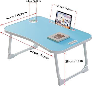 Зручний столик-підставка для ноутбука та їжі в ліжко/на диван (Blue)