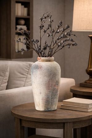 Велика керамічна ваза ручної роботи, 28 см, мінімалістична ваза в стилі ф armhouse для декору дому, вітальні, полиці, входу, весілля, декору столу, сірого кольору