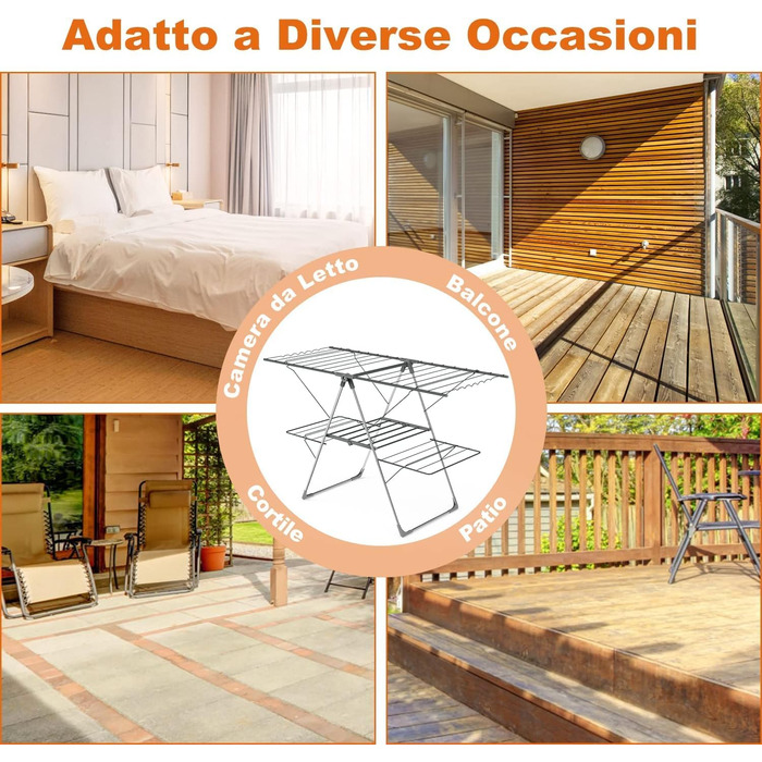 Стійка для сушіння білизни Innotic, 3 яруси, складна, сірого кольору