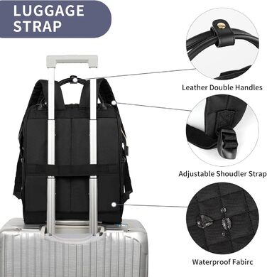 Жіночий рюкзак EMPSIGN з відділенням для ноутбука 17 дюймів. Стильний рюкзак для роботи, навчання та подорожей, чорного кольору.