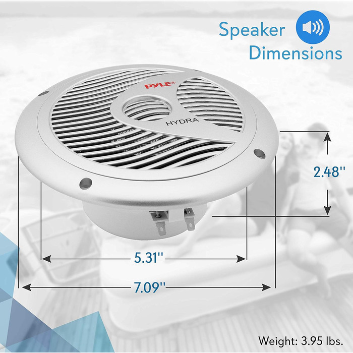 Морські акустичні колонки PYLE Audio 150 Вт 16,5 см 2-смугові, сріблясті PLMR60S
