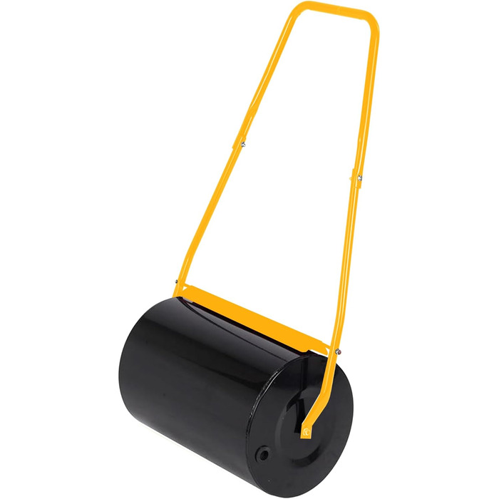 MaxxGarden Fillable Lawn Roller - Fillable garden roller with sand or water - Up to 50L - Lawn roller for lawns - 50cm x 32cm - Roller for leveling and pressing seeds - Size M - Black/Yellow