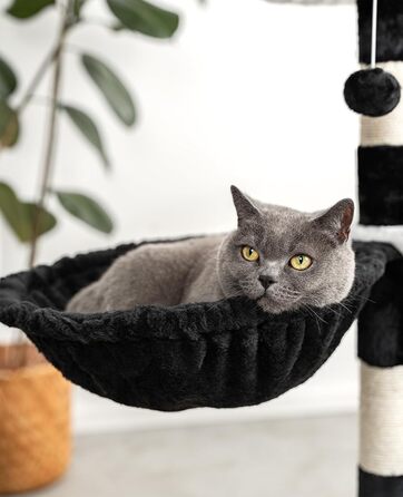 М'яка ліжечко-мульда для котів Lionto з плюшу, Ø 40 см, 25 см глибина, з металевим кріпленням M8, для котячих будиночків, чорного кольору