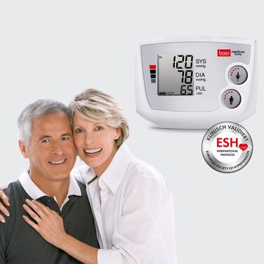 Тонометр Boso Medicus Family з 2 пам'ятними місцями, великим дисплеєм та визначенням аритмії – універсальна манжета (22–42см)