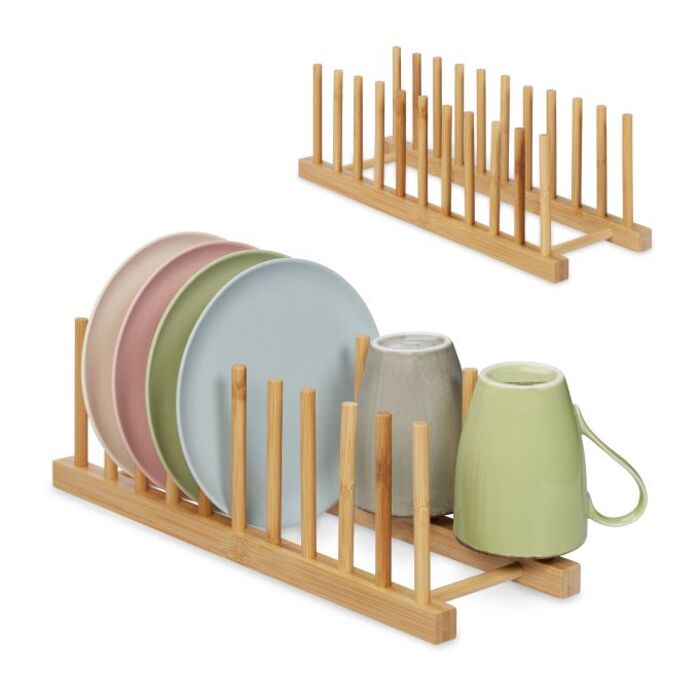 Relaxdays Set of 2 Bamboo Table Stands
