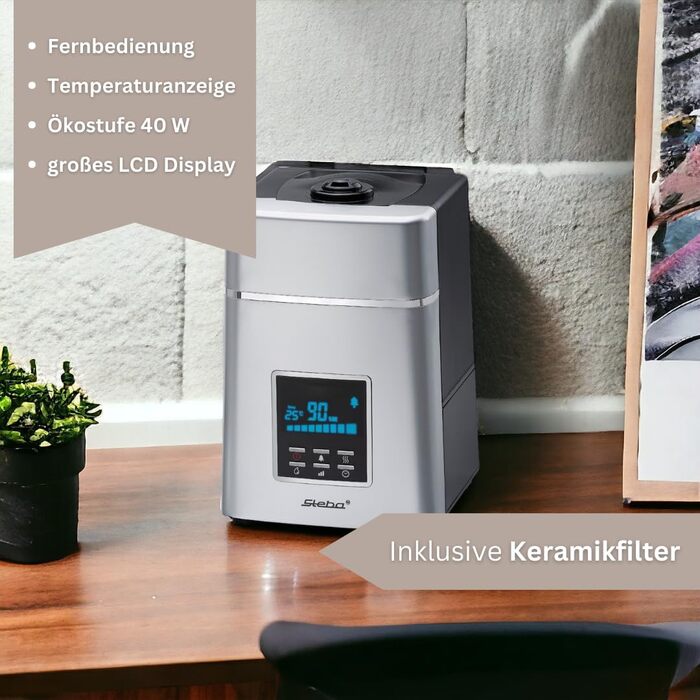 Зволожувач повітря Steba LB 5 з ультразвуковим зволоженням, 6 л бак, таймер 12 год, 3 швидкості