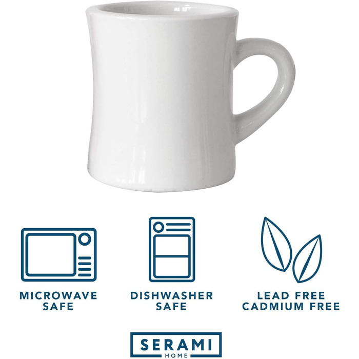 Serami Original Coffee Mug Set, 325 ml, White, Ceramic Mugs, ideal for kitchen, travel, and hot tea, Retro Waffle House Mug with Handle, Durable Coffee Mugs (2 pieces)