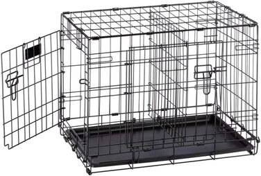 Клітка для собак Ferplast DOG-INN 60 - розкладний вольєр, переноска для цуценят та собак, з перегородкою, 2 дверцятами з замком, 64 x 45 x 49 см, чорний. Розміри перегородки: 22 x 15 x 40 см