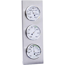 Sunartis 3-4013 THB197 Stainless Steel Weather Station with Barometer, Hygrometer, and Thermometer, Silver