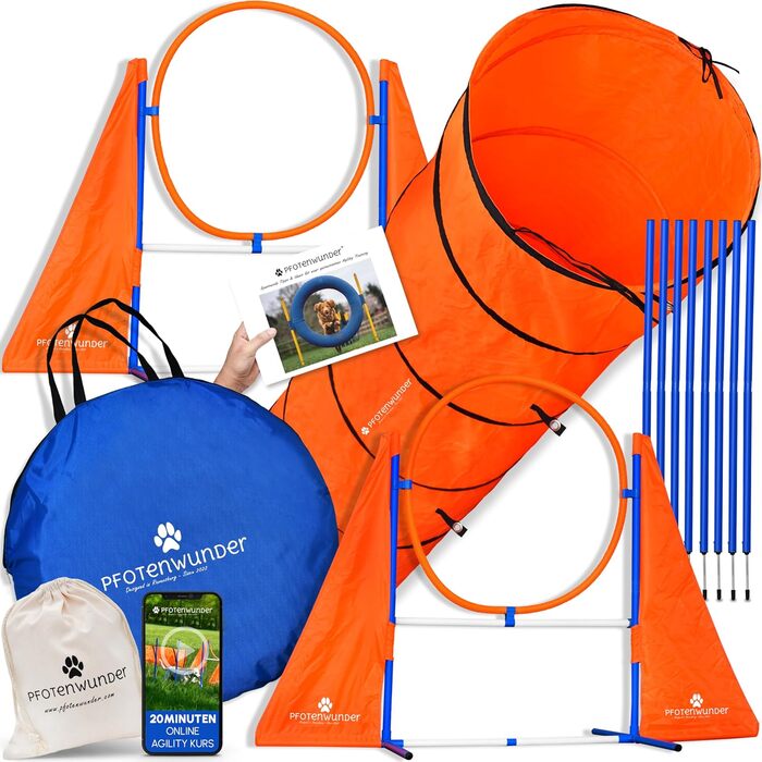 Набір для аджиліті для собак XXL-Profi: 6 стабілометрів, тунель 3 м, аксесуари для тренувань, для великих та малих собак