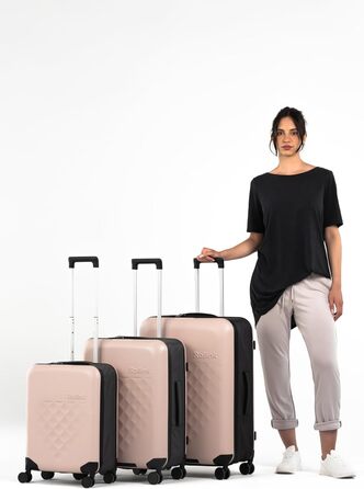 Чемодан Rollink Vega 360, чорний, 104L, 4 колеса, інноваційний замок, міцний, екологічний, для перевірки багажу