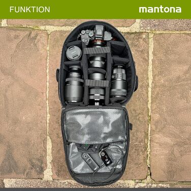 Рюкзак для камери Mantona Azurit Single, чорний, для DSLR/DSLM, до 5 об'єктивів та аксесуарів, з кріпленням для штатива
