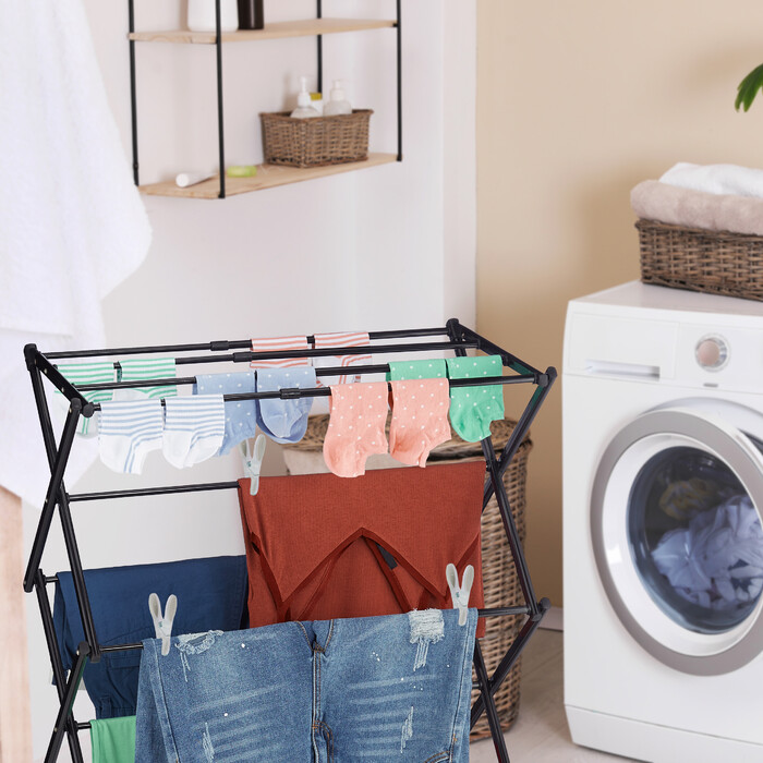 Relaxdays Folding Clothes Drying Rack with 50 Clothespins