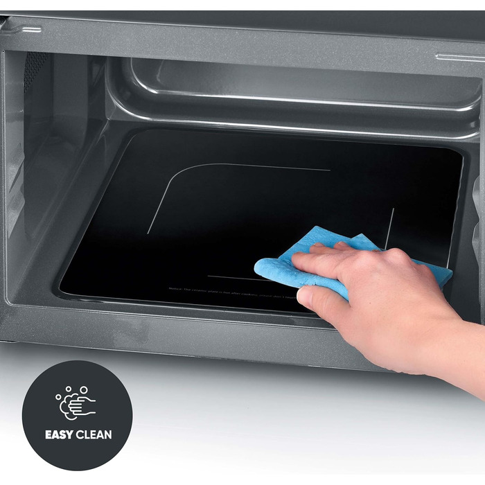 Мікрохвильова піч Severin 3-в-1 з грилем та конвекцією до 200°C, 25L, чорна, з антипригарним покриттям, MW 7752