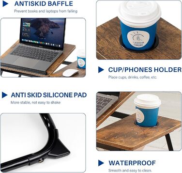 Зручний столик-підставка для ноутбука в ліжко/диван Retrobrown: регульований, складаний, з підстаканником