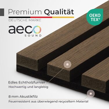 Акустичні настінні панелі з натурального горіха (набір 2 шт), 120x60x2.1 см, чорний звукопоглинаючий фільц — 3D панелі для шумоізоляції та оздоблення стін