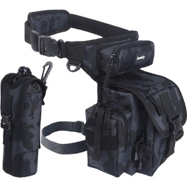 Тактична набедрена сумка Jueachy, водонепроникна, для мотоциклів, риболовлі, кемпінгу (чорний камуфляж)