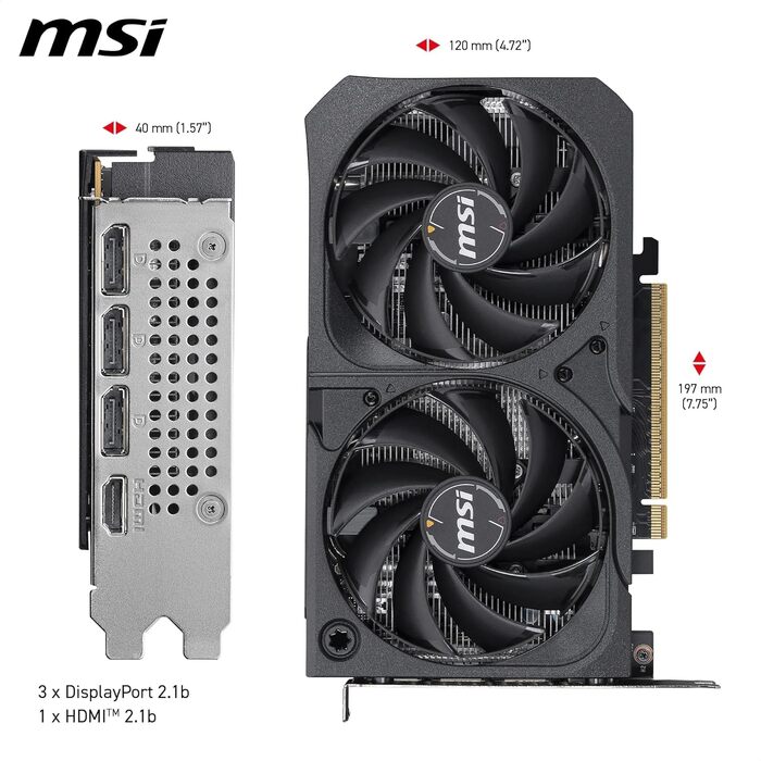 Відеокарта MSI GeForce RTX 5050 8G Shadow 2X OC - 8GB GDDR6, PCIe 5.0, 2602 MHz