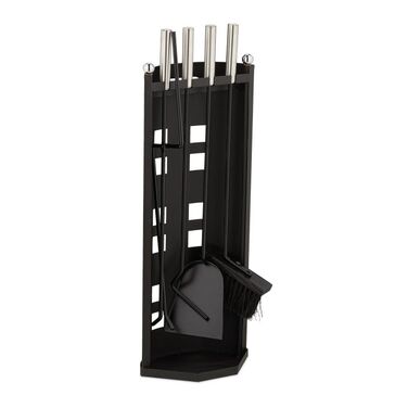 Relaxdays 5-Piece Fireplace Tool Set in Black