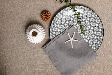 Linendo Linen Napkins, 100% Pure Linen, Grey, 38 x 38 cm, 6 Pieces, European Flax, Linen Napkins, Washable Reusable Cloth Napkins