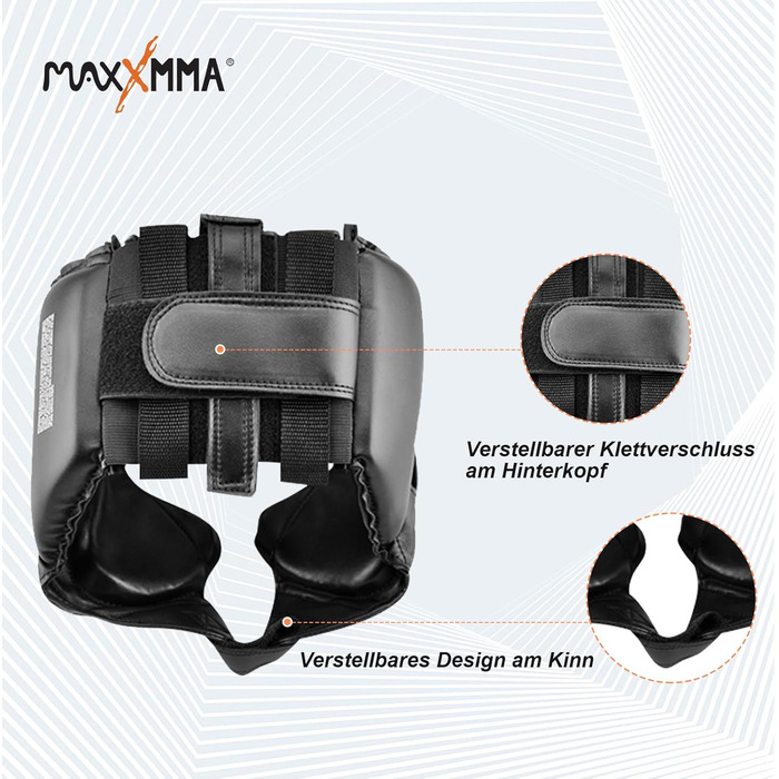 MaxxMMA Headgear L/XL - Boxing, MMA, Kickboxing, Sparring, Karate, Taekwondo - Black