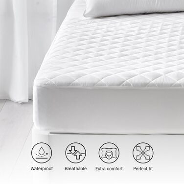 Pikolin Home - Padded Mattress Protector Cover with Waterproof and Breathable Membrane, Pillowcase 105 - 105 x 190/200 cm