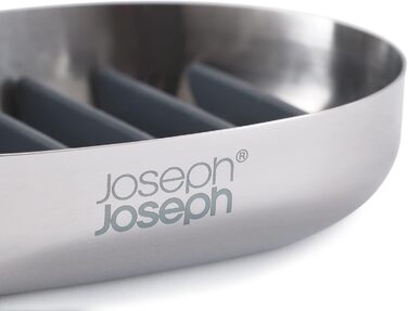 Joseph Joseph EasyStore - Luxury Quick Drain Soap Dish Holder made of Stainless Steel with Drip Tray - Steel