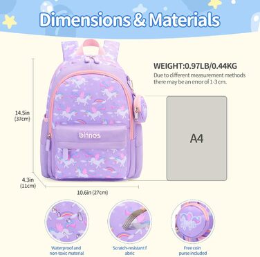 Дитячий рюкзак SUN EIGHT для хлопчиків та дівчаток: легкий, міцний, для садка, школи та подорожей (фіолетовий)